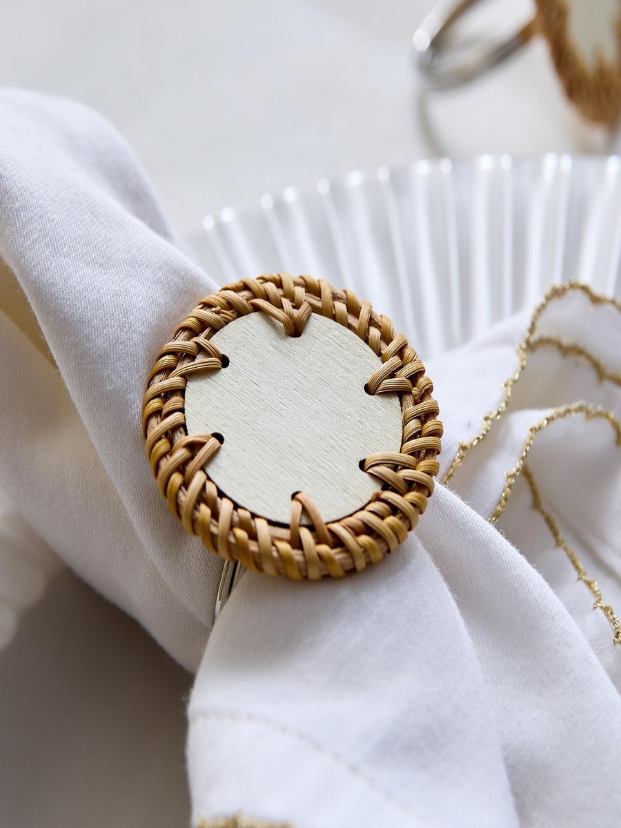 Woodlux 4-Piece Wooden Napkin Ring Set - 10x10 cm