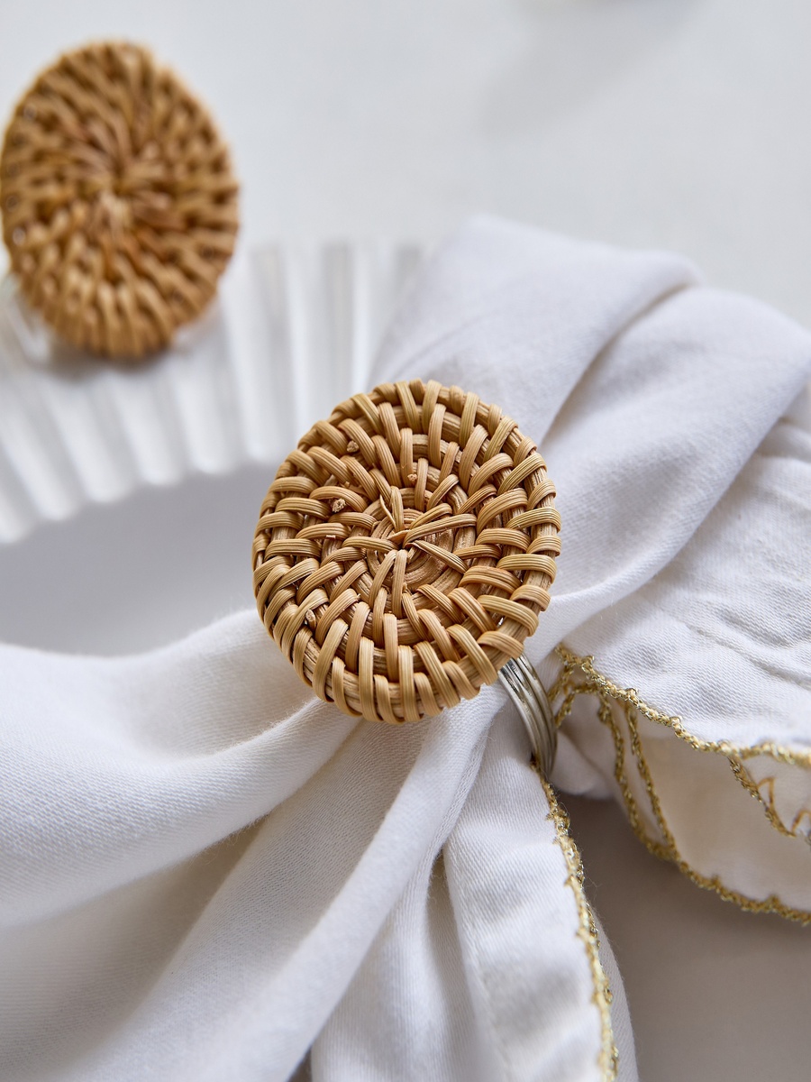 Woodlux 4-Piece Wooden Napkin Ring Set - 10x10 cm