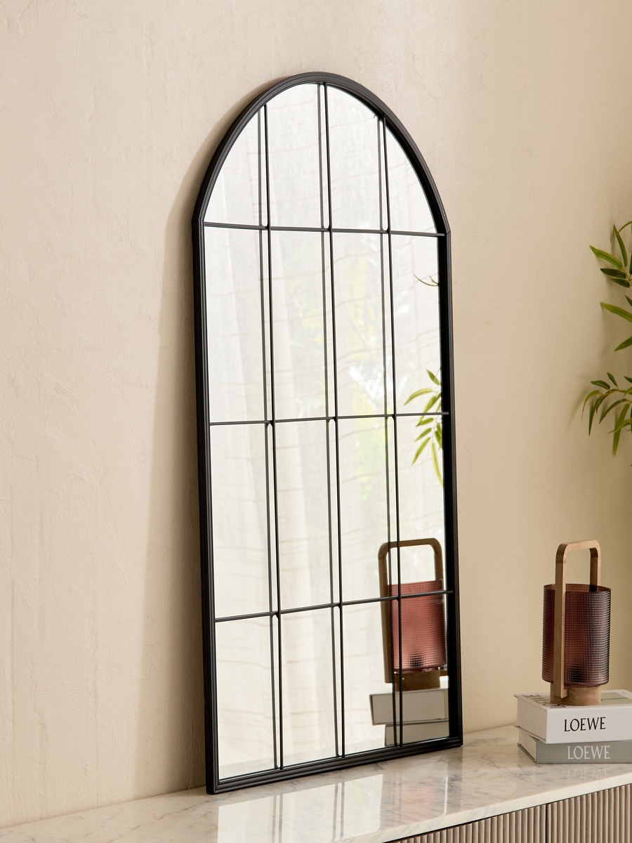 Sana-Bruce Metal Windowpane Wall Mirror - 60x90 cm