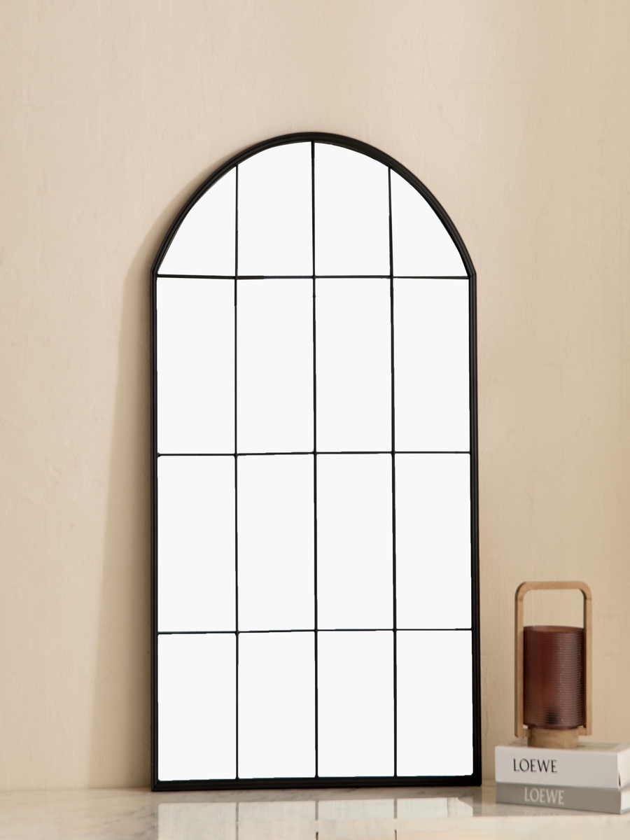 Sana-Bruce Metal Windowpane Wall Mirror - 60x90 cm