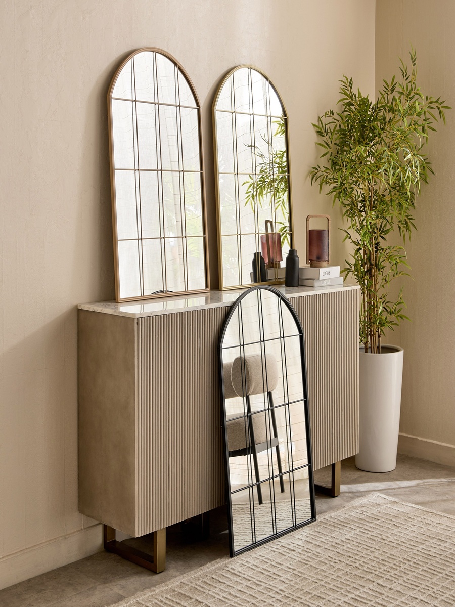 Sana-Bruce Metal Windowpane Wall Mirror - 60x90 cm