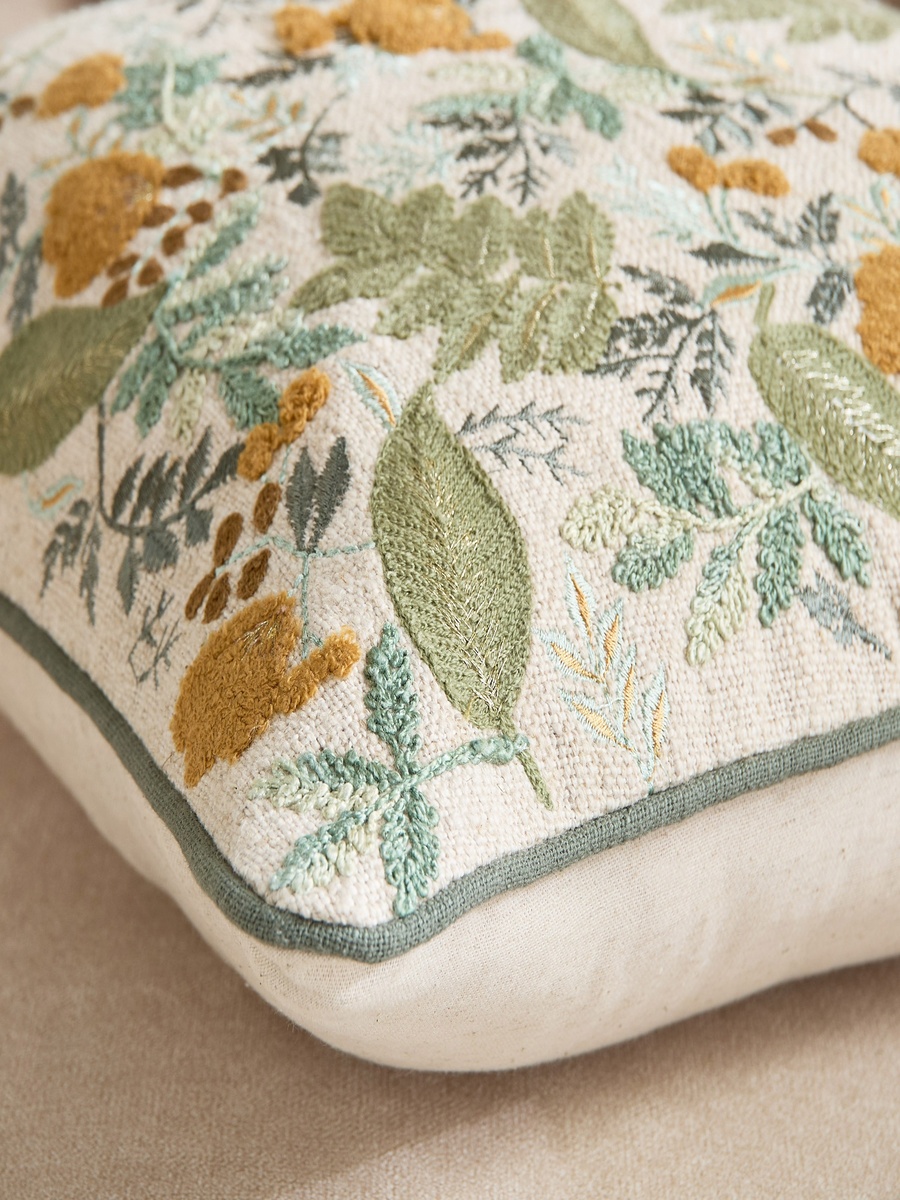 Foliera Leaf Embroidered Filled Cushion - 45x45 cm