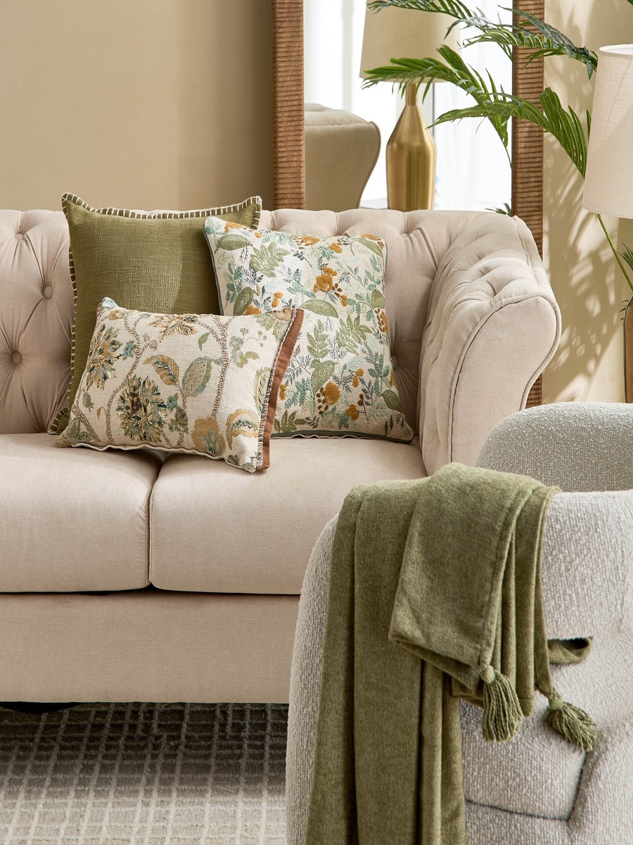 Foliera Leaf Embroidered Filled Cushion - 45x45 cm