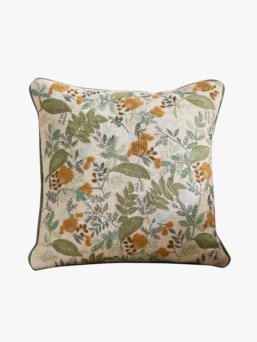 Foliera Leaf Embroidered Filled Cushion - 45x45 cm