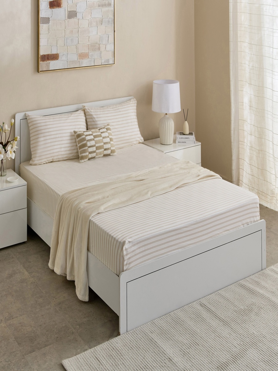 Albania Leafaura Cotton Olympic Queen Fitted Sheet - 160x200+25 cm