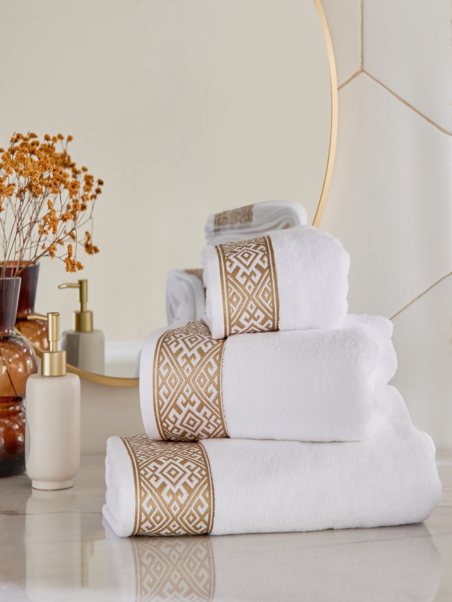 White Haven Geo Lux Cotton Zero Twist Bath Sheet - 90x150 cm