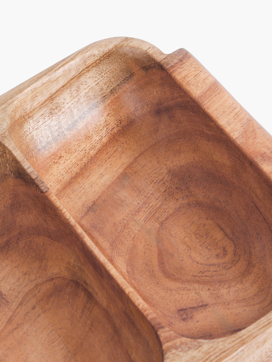 Albero 3-Compartment Rectangular Tray with Handle - 30.5x18x4 cm