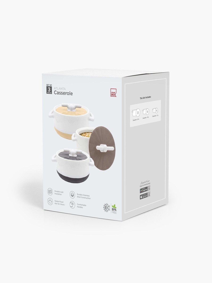 Atlanta 3-Piece Double Wall Hot Pot Casserole Set