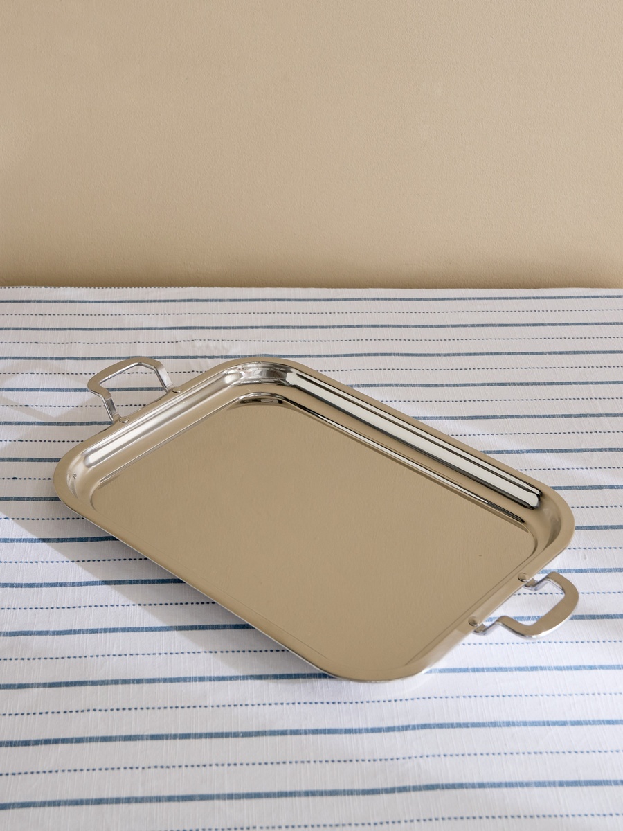 Shine Stainless Steel Premium Serving Tray - 52.5x38 cm