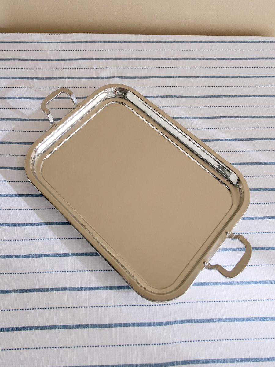 Shine Stainless Steel Premium Serving Tray - 52.5x38 cm