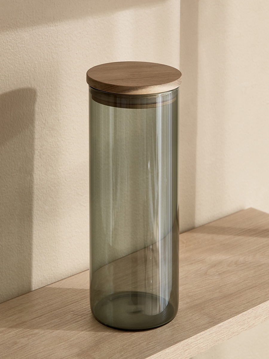 Zen Large Borosilicate Glass Storage Jar with Vacuum Lid - 10x17 cm