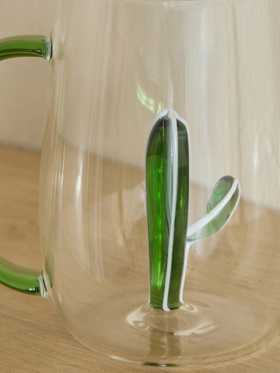 Zen Borosilicate Glass 3D Cactus Design Coffee Cup with Handle - 300 ml
