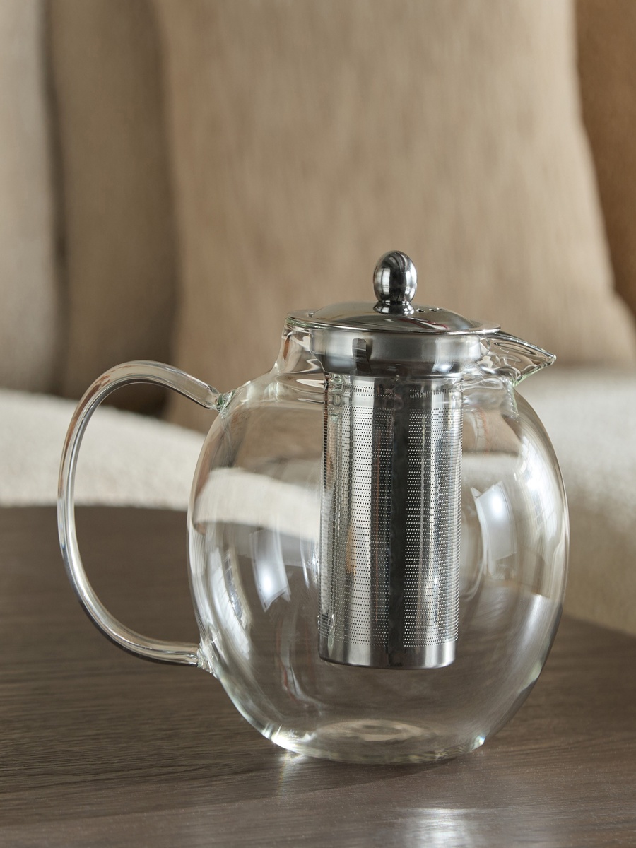 Zen Borosilicate Glass Spherical Shaped Teapot with Removable Infuser - 1.3 L