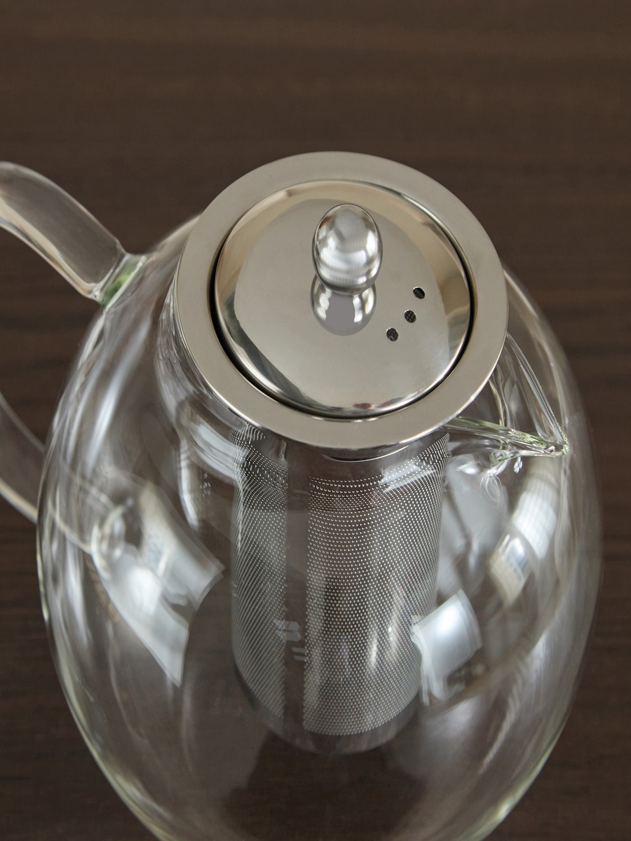 Zen Borosilicate Glass Spherical Shaped Teapot with Removable Infuser - 1.3 L