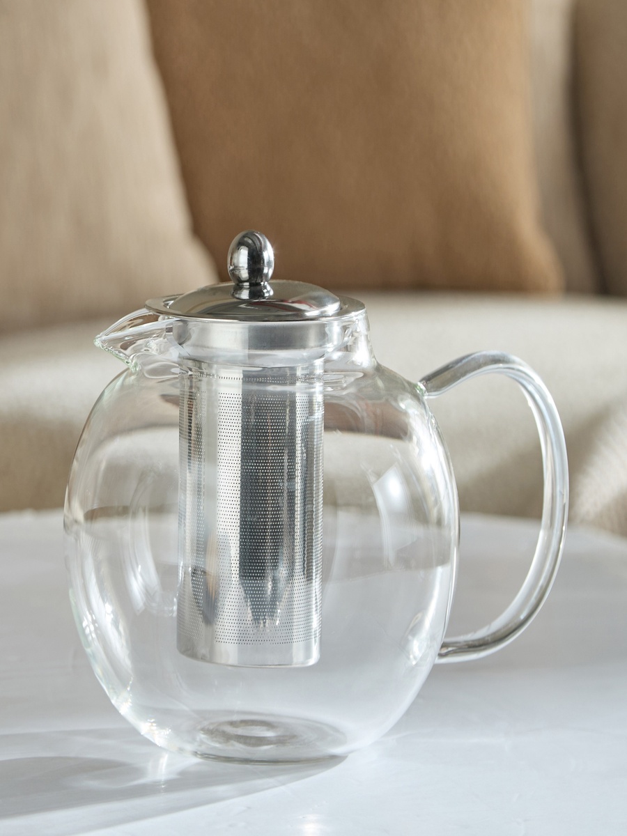 Zen Borosilicate Glass Spherical Shaped Teapot with Removable Infuser - 1.3 L