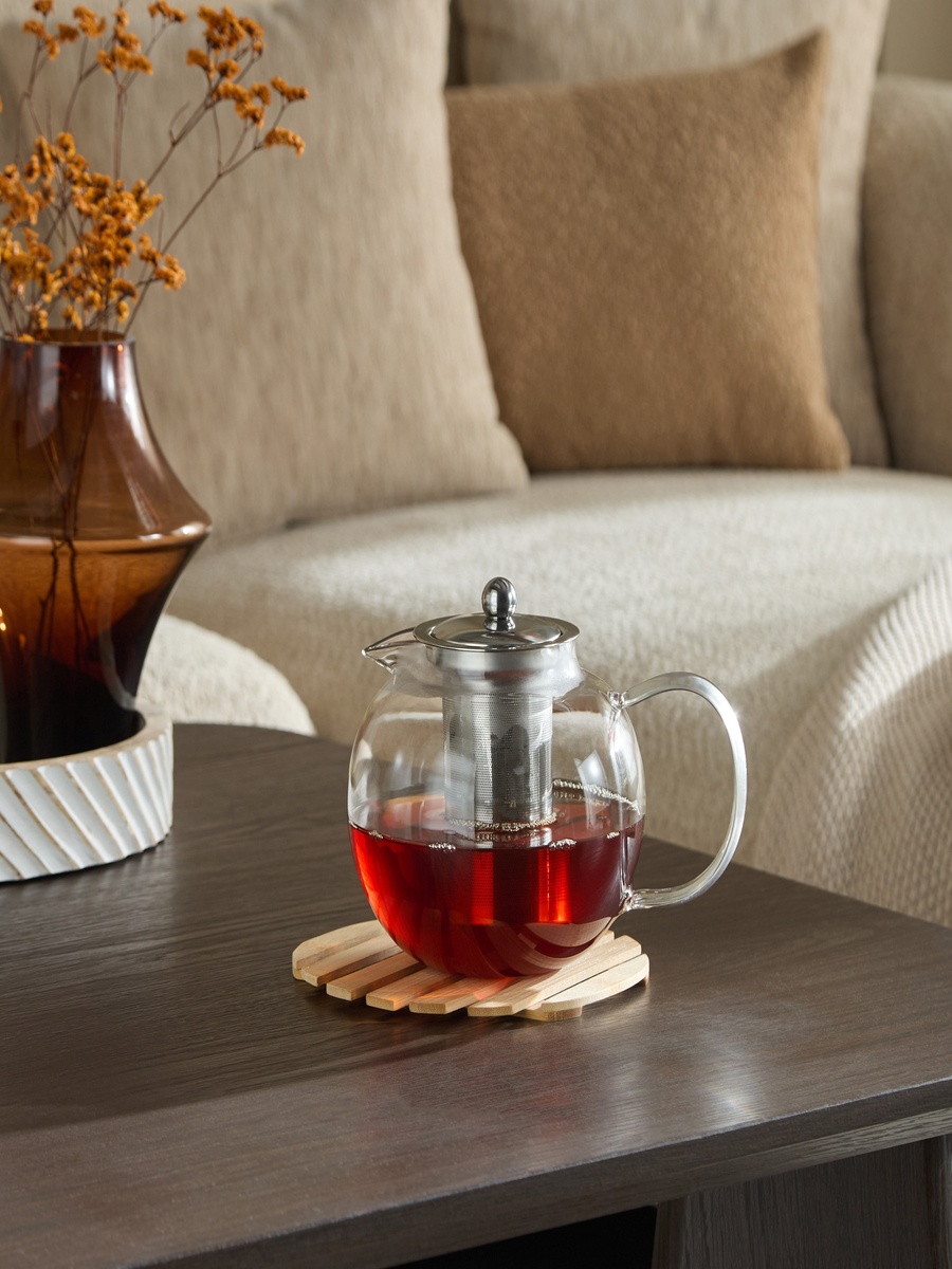 Zen Borosilicate Glass Spherical Shaped Teapot with Removable Infuser - 1.3 L