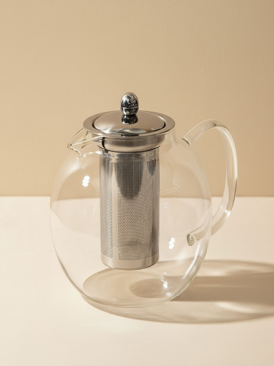 Zen Borosilicate Glass Spherical Shaped Teapot with Removable Infuser - 1.3 L