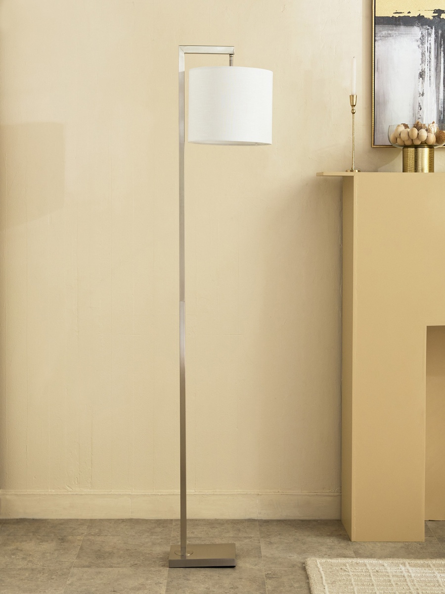 Deme Tiv Metal E27 Floor Lamp with Linen Shade - 162 cm