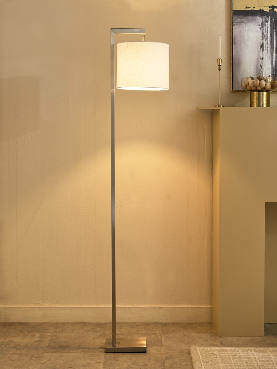 Deme Tiv Metal E27 Floor Lamp with Linen Shade - 162 cm