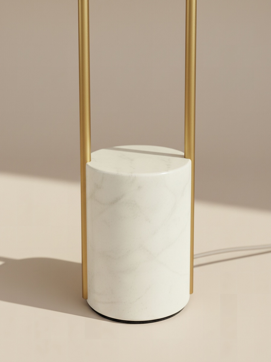 Haskett Aleso Metal E27 Floor Lamp with Marble Base and Fabric Shade - 40x150 cm