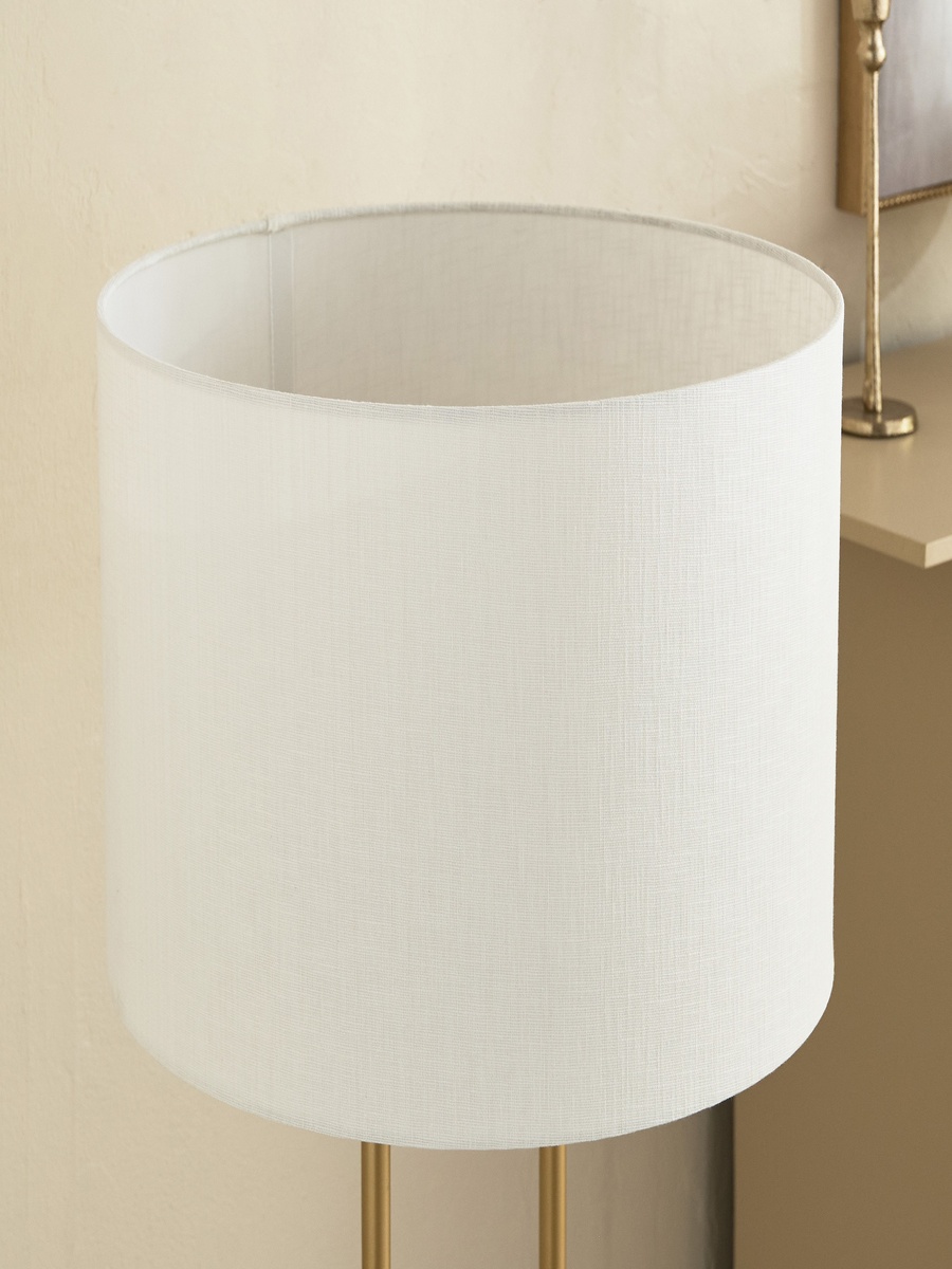 Haskett Aleso Metal E27 Floor Lamp with Marble Base and Fabric Shade - 40x150 cm