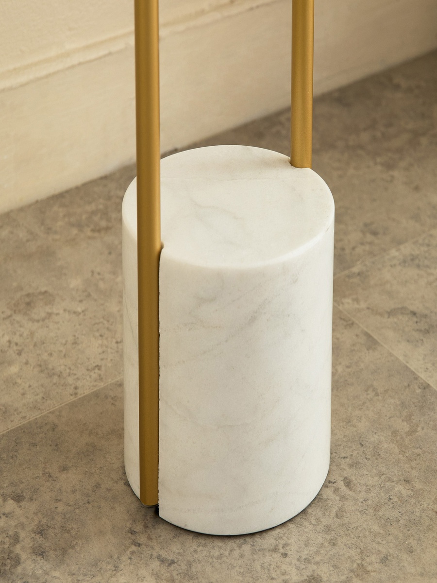 Haskett Aleso Metal E27 Floor Lamp with Marble Base and Fabric Shade - 40x150 cm
