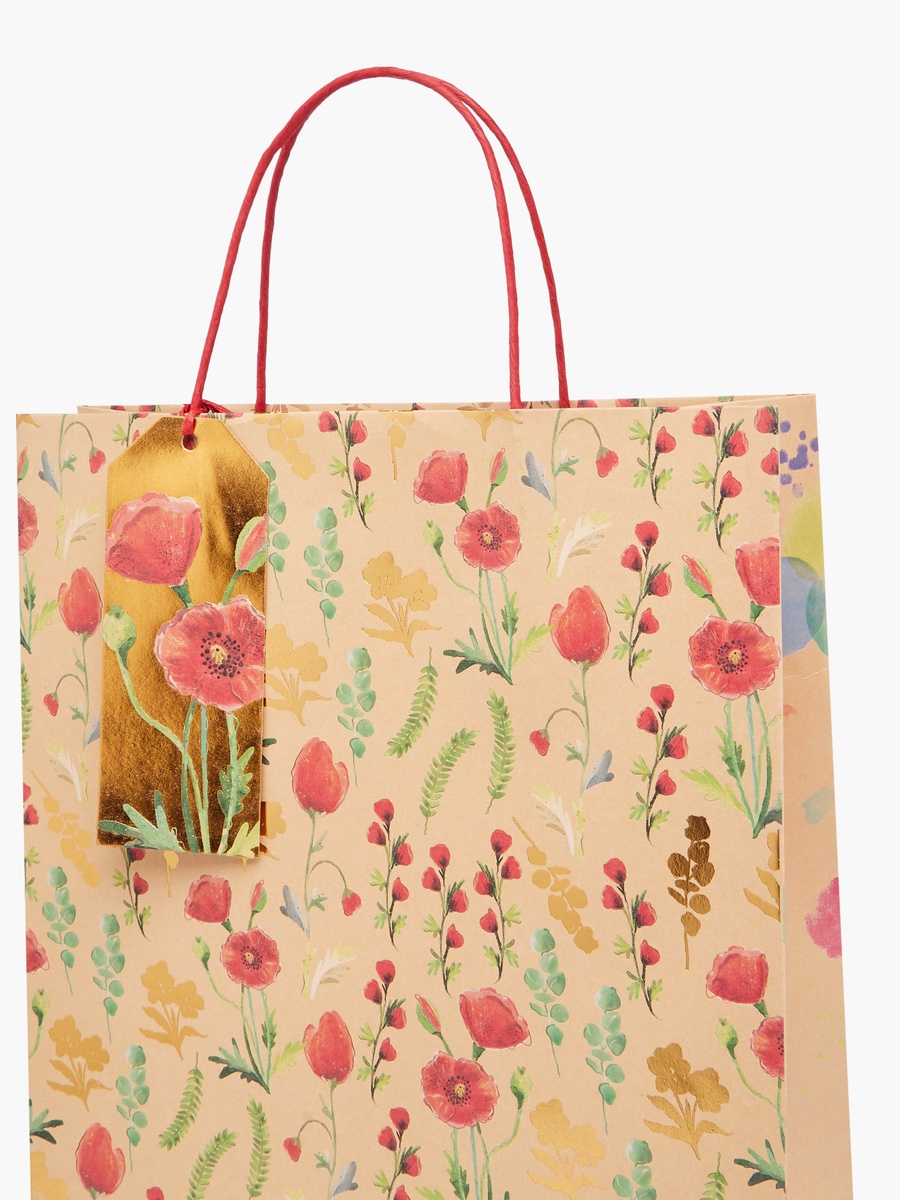 Floral Print Paper Gift Bag - 26x12x32 cm