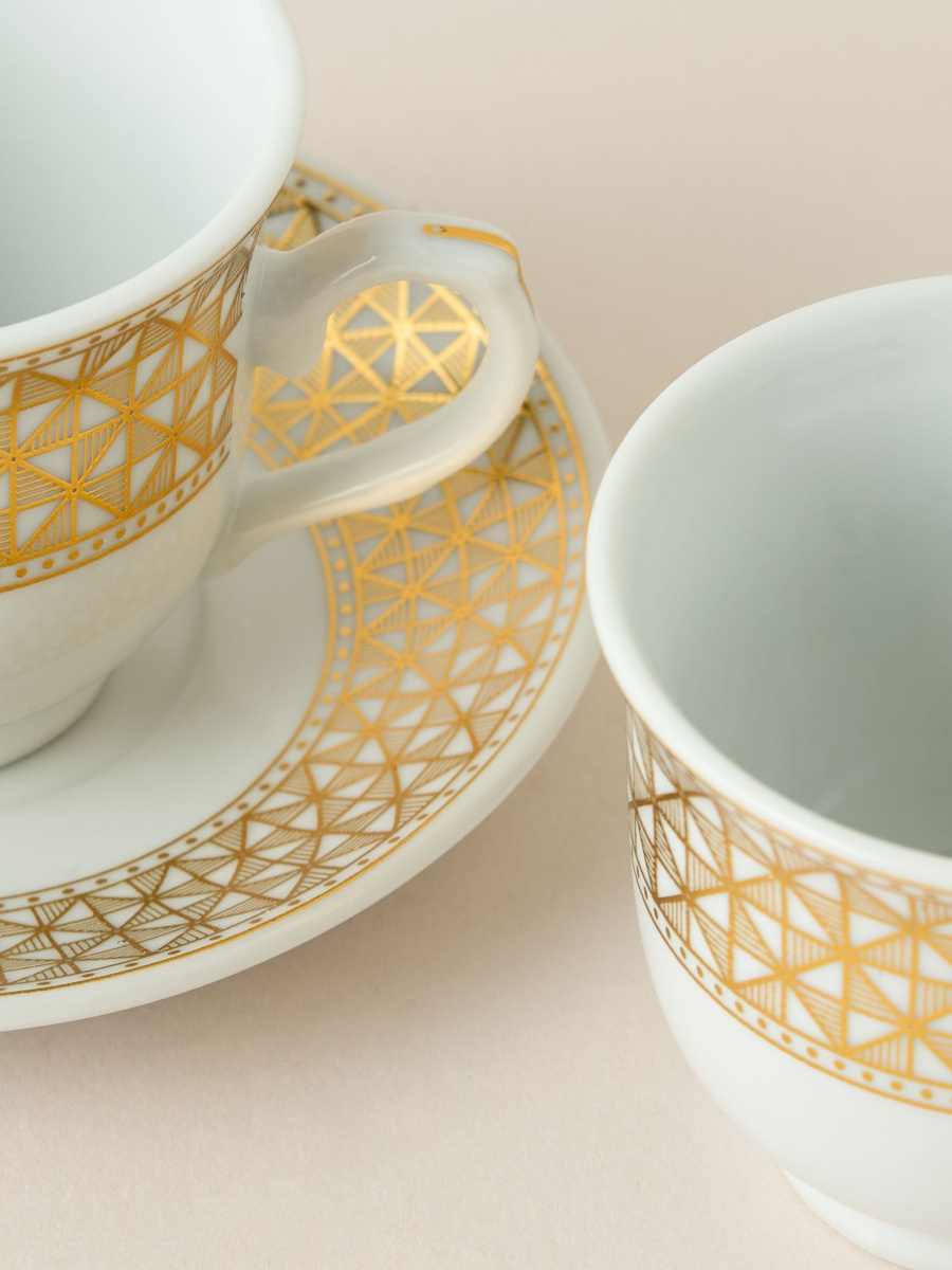 Linear Luxe 12-Piece Cup and Saucer Set