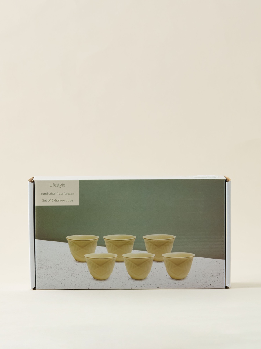Hiba Textured 6-Piece New Bone China Kahwa Cup Set - 70 ml