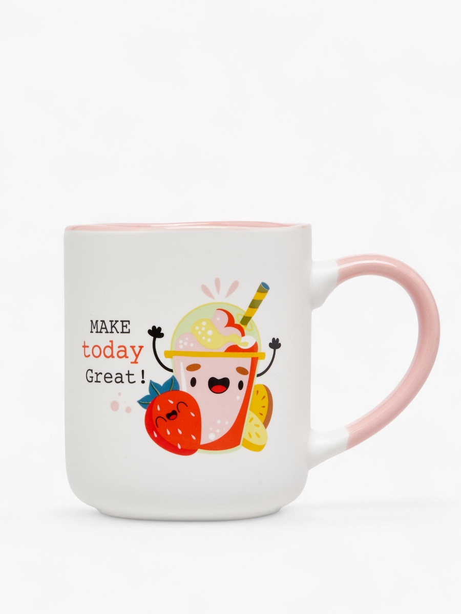 Strawberry Juice Print New Bone China Mug with Handle - 380 ml