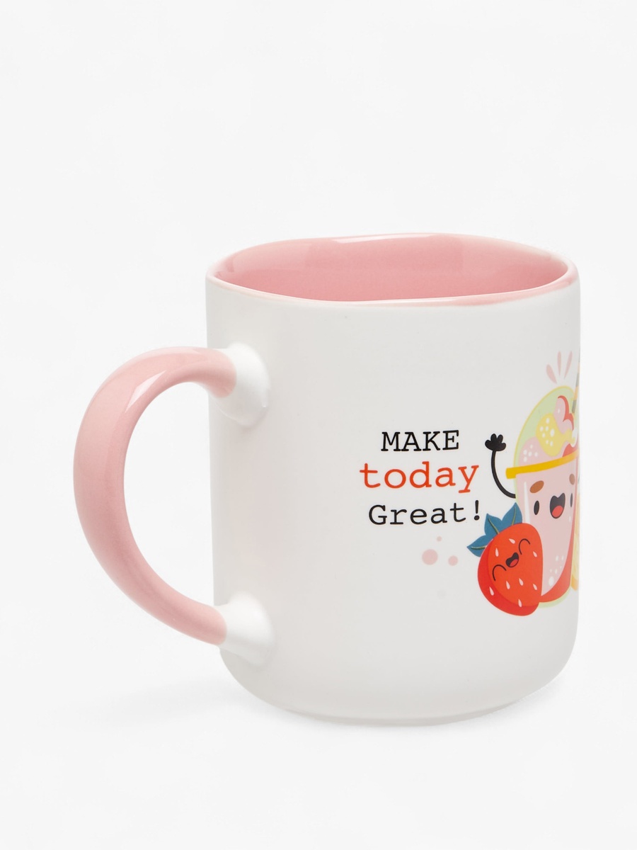 Strawberry Juice Print New Bone China Mug with Handle - 380 ml