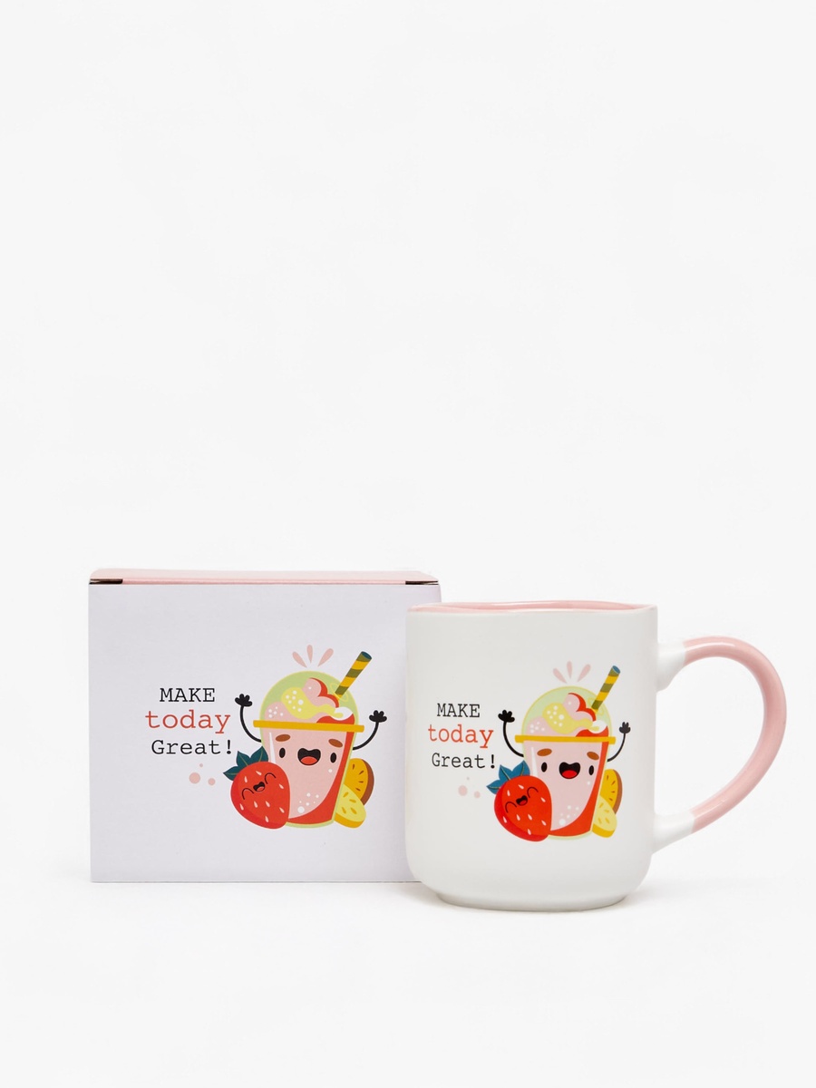 Strawberry Juice Print New Bone China Mug with Handle - 380 ml