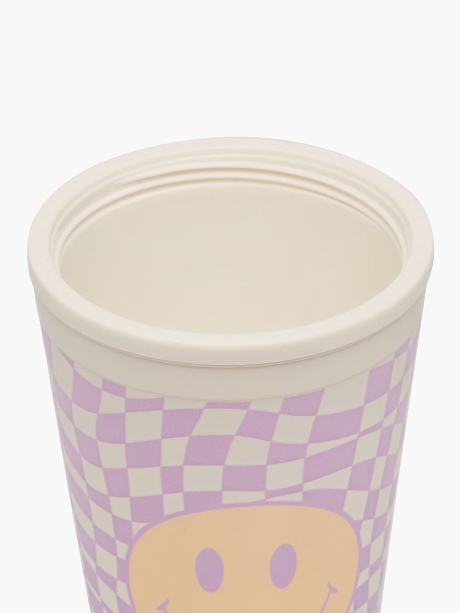 Smiley Print Double Wall Tumbler with Straw - 450 ml