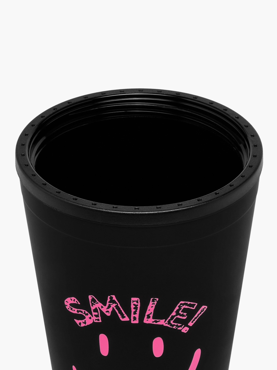 Smiley Print Double Wall Tumbler with Straw - 450 ml
