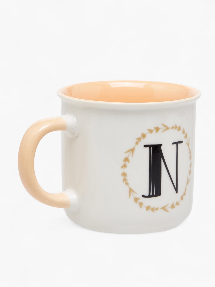 Initial N Print New Bone China Mug with Handle - 335 ml