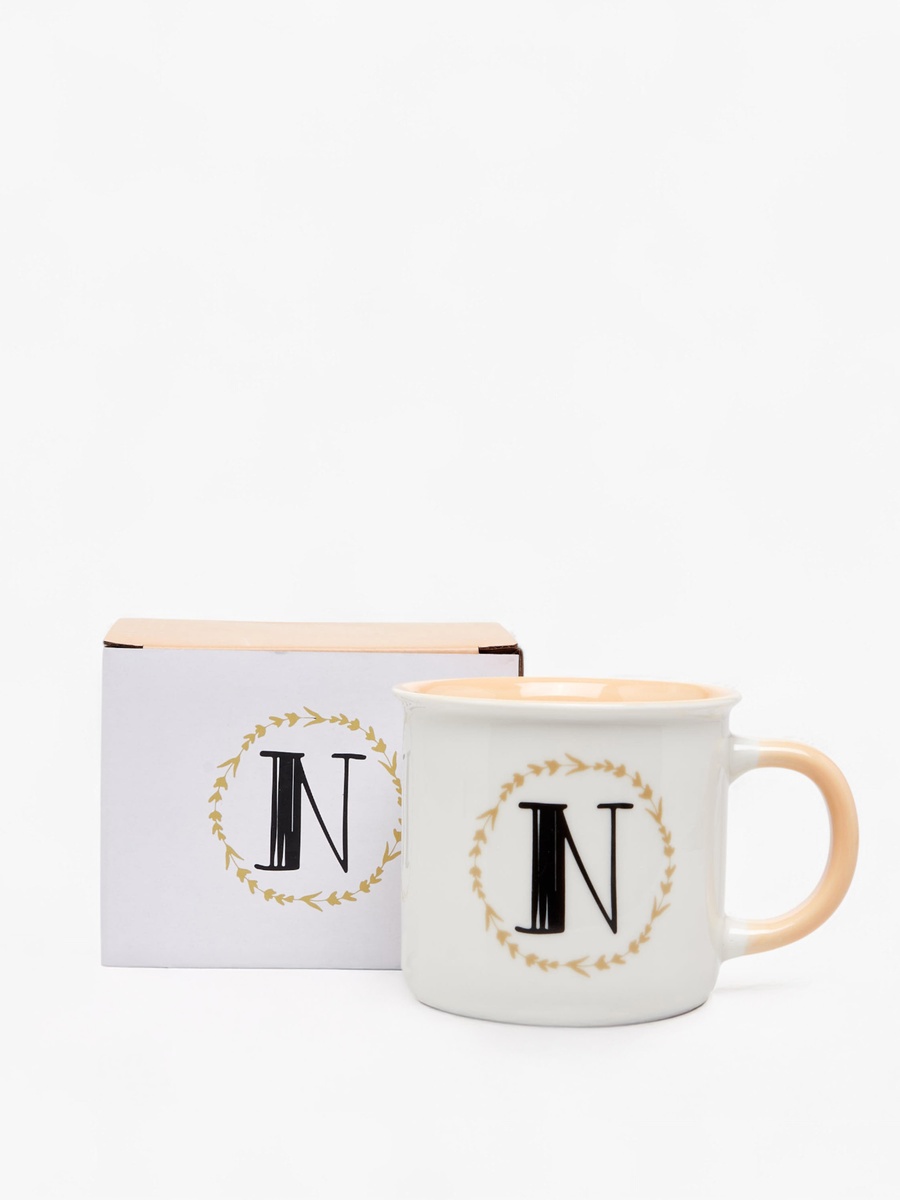 Initial N Print New Bone China Mug with Handle - 335 ml