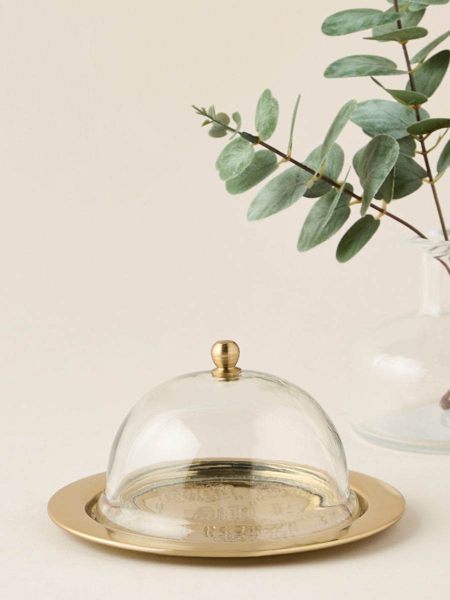 Arabic Embossed Date Bowl with Glass Lid