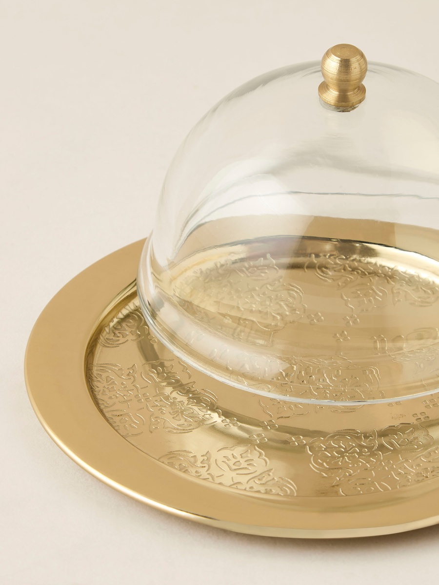 Arabic Embossed Date Bowl with Glass Lid