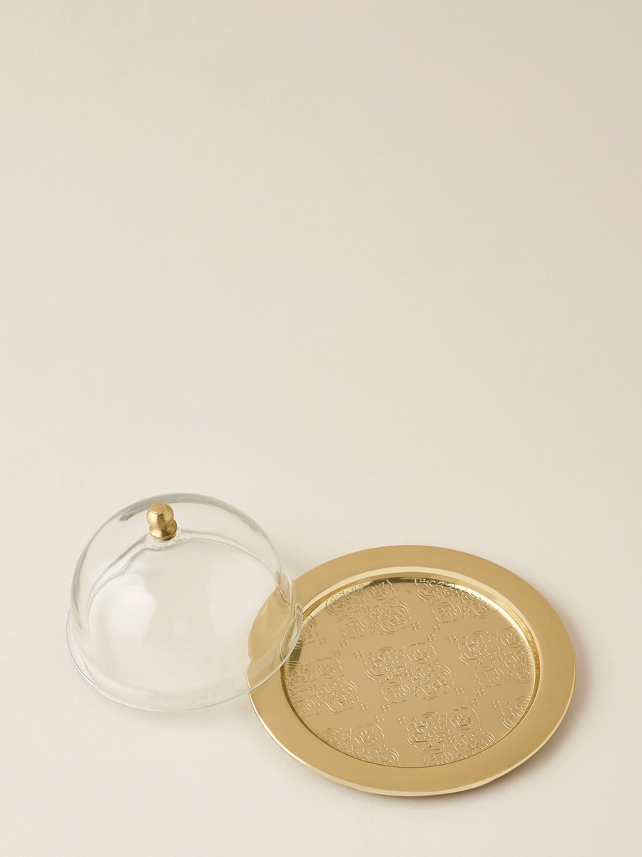 Arabic Embossed Date Bowl with Glass Lid