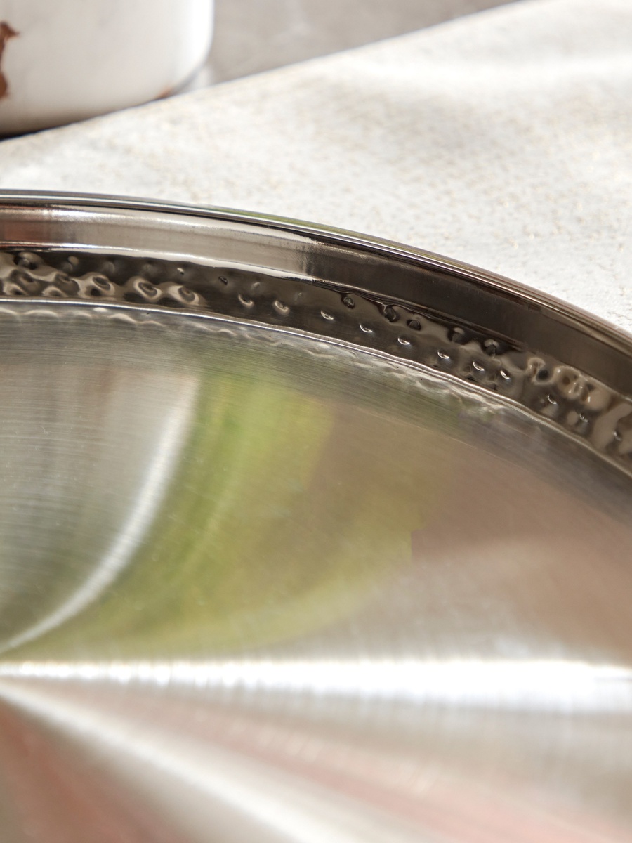 Hammered Stainless Steel Dinner Plate - 30 cm