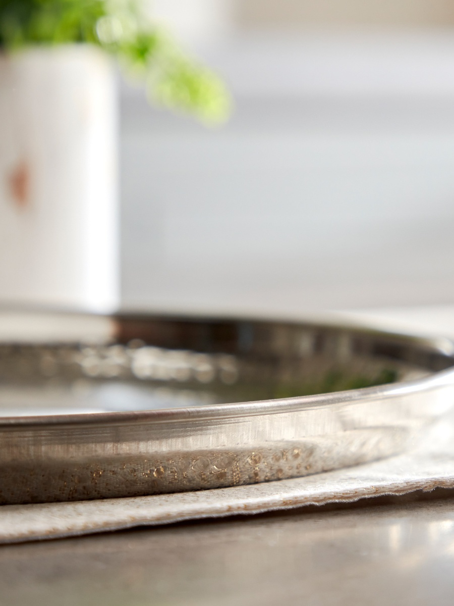 Hammered Stainless Steel Dinner Plate - 30 cm