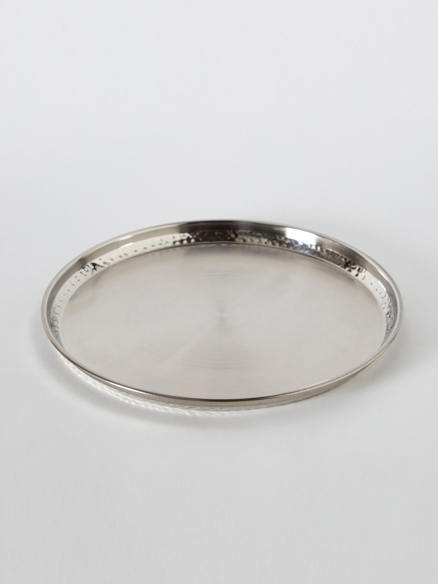 Hammered Stainless Steel Dinner Plate - 30 cm