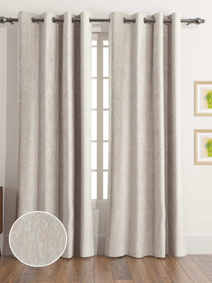 طقم ستائر جاكار طويلة جدًا قطعتين أوسينا - 140*300 سم