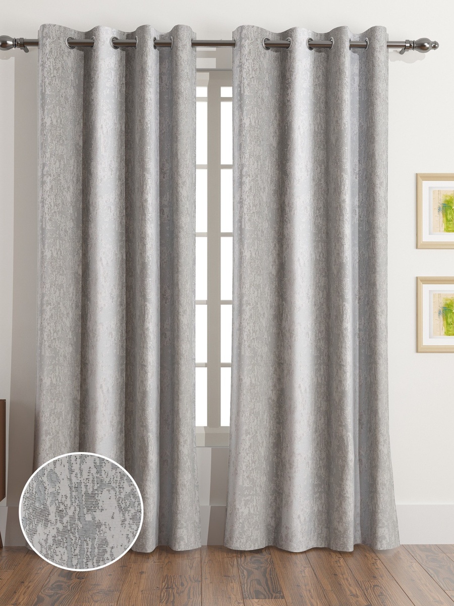 طقم ستائر جاكار طويل جدًا قطعتين أوشينا - 140*300 سم