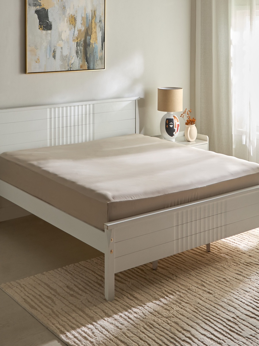 Opulent Luxe 400TC Cotton Solid King Fitted Sheet - 180x200+40 cm