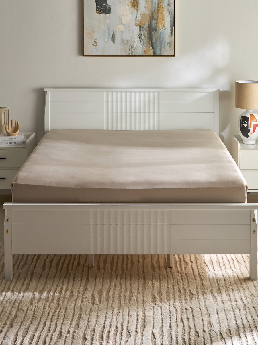 Opulent Luxe 400TC Cotton Solid King Fitted Sheet - 180x200+40 cm
