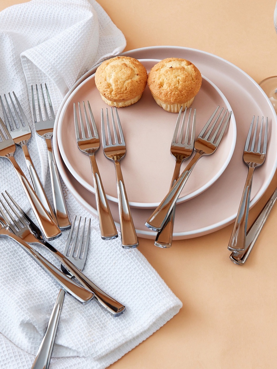 Electroplated Plastic Fork - Set of 12