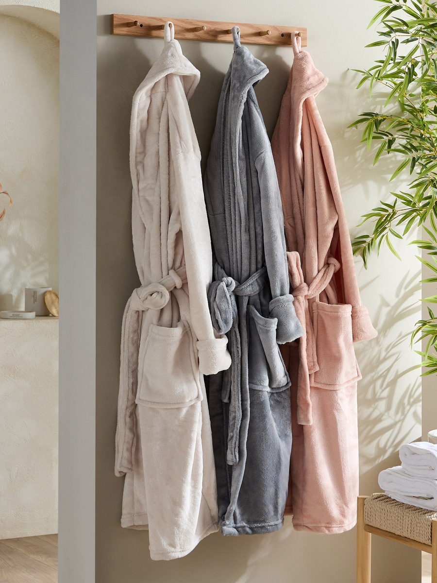 Atlanta Microfibre Flannel Bathrobe - Medium