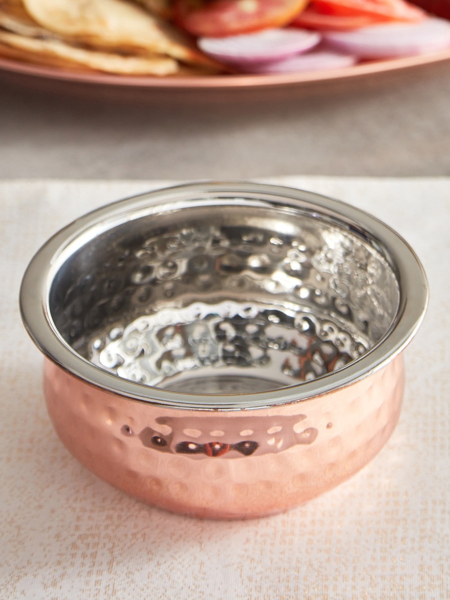 Copper Shine Serving Vessel with Hammered Finish