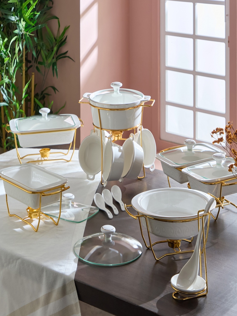 Noor Luxe Rectangular Casserole with Glass Lid and Rack - 1.6 L For ...